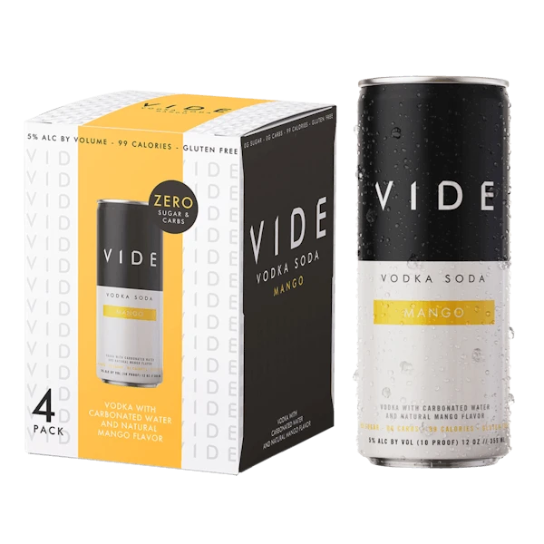 VIDE Mango Vodka And Seltzer 4-355ml Cans 3 VIDE Mango Vodka And Seltzer 4-355ml Cans