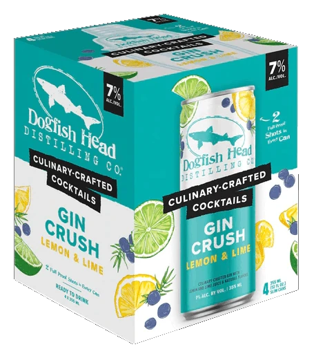 Dogfish Head 'Gin Crush' Lemon Lime Soda 4-355ml Cans 3 Dogfish Head 'Gin Crush' Lemon Lime Soda 4-355ml Cans