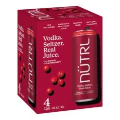 Nutrl Classic Vodka Seltzer Cranberry 4-12oz Cans